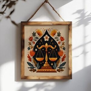 Libra Folklorico Art Print Mexican Folk Art Zodiac Birthday Decor